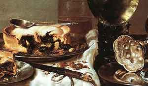 Willem Claesz Heda, 1631: Breakfast Table with Blackberry Pie (Detail)