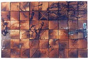 antoni tápies: díptic, 1983, tierra chamotada y gres, 142 x 152 cm